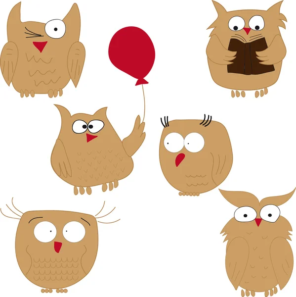 Owl. Set of funny owls — Stock Vector