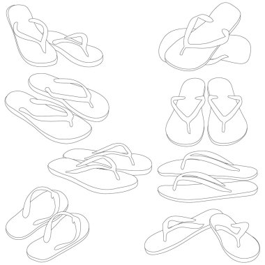 Flip flop, siluet. Vektör çizim.