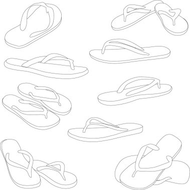 Flip flop, siluet. Vektör çizim.