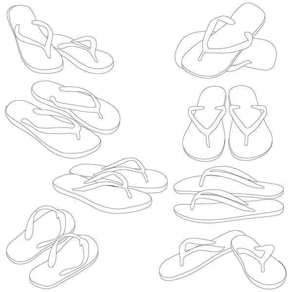 Flipflops, Silhouette. Vektorillustration. — Stockvektor