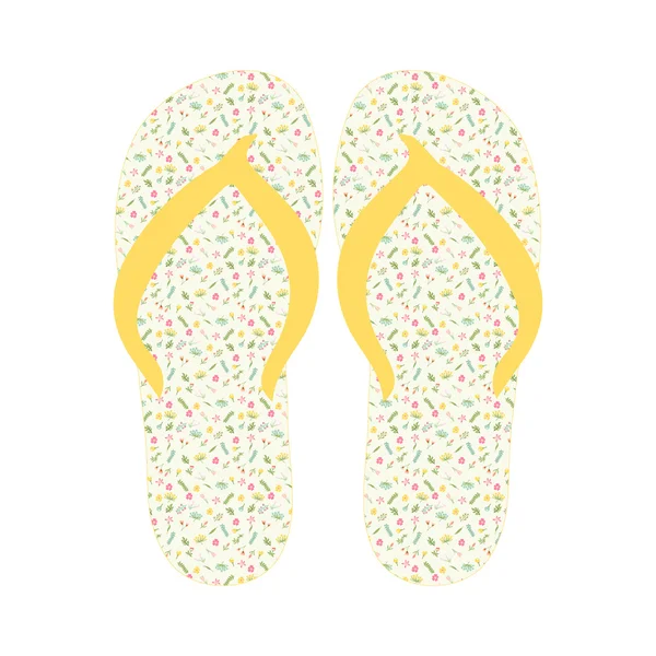 Chanclas, Zapatillas con patrón floral — Vector de stock