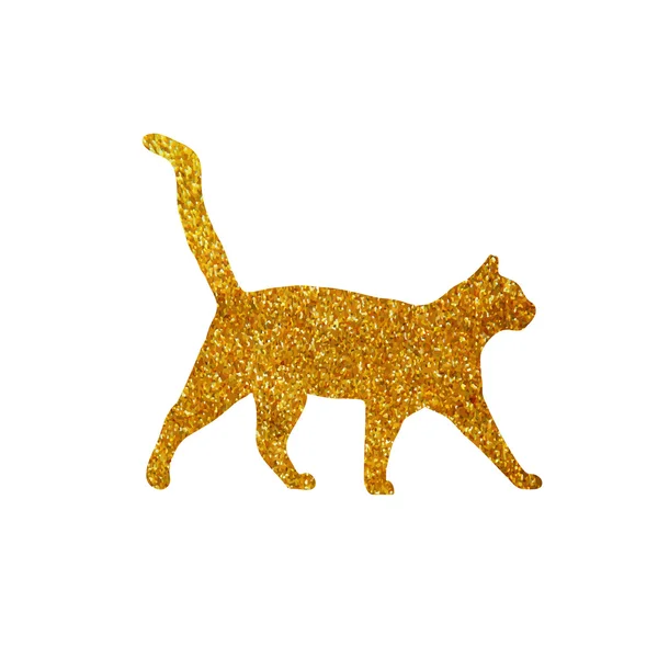 Gold cat, glitter, silhouette, isolated, vector illustration — Stock Vector
