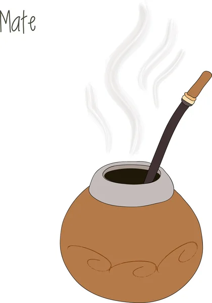 Mate-thee, kalebas, vectorillustratie — Stockvector