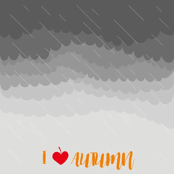 Tormentoso cielo de otoño con lluvia, ilustración vectorial — Vector de stock