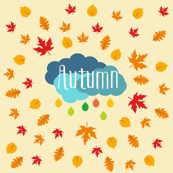 秋の落下カエデ、オークの葉、パターン、白い背景で隔離 — ストックベクタ