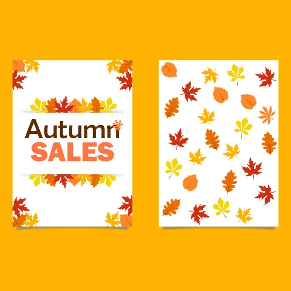 Modelo de folheto de venda de outono com letras. Folhas brilhantes da queda . — Vetor de Stock