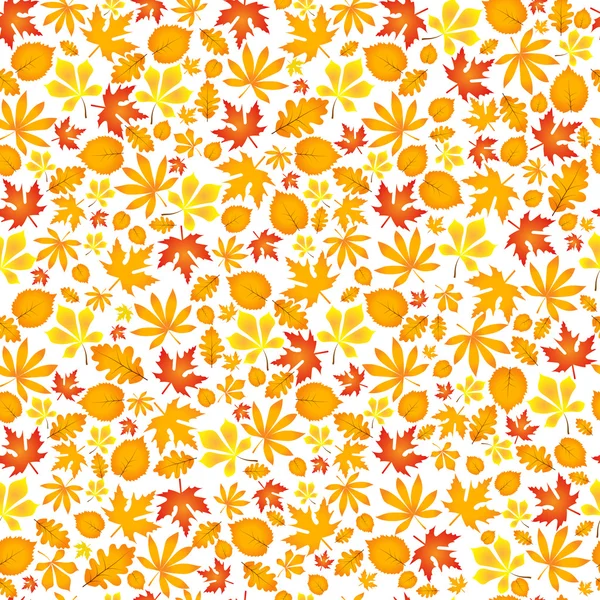 Podzimní padající javorového a dubového listí, vzor bezešvé — Stockový vektor