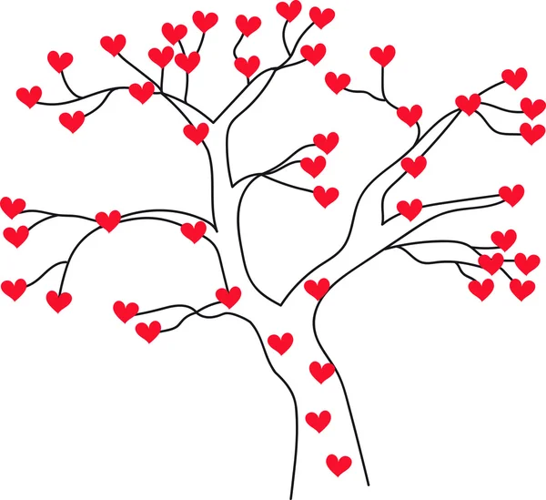 Pohon dengan hati di latar belakang transparan - Stok Vektor