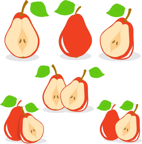 Illustration vectorielle poires rouges sur fond transparent — Image vectorielle