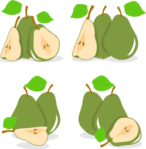 Ilustración vectorial de peras verdes sobre fondo transparente — Vector de stock