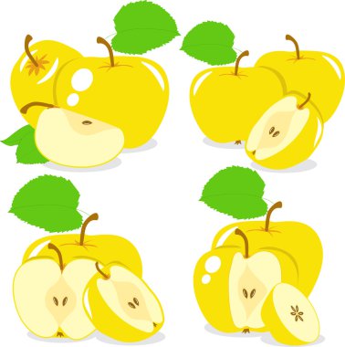 Elma dilim, şeffaf bir arka plan üzerinde vektör çizimler topluluğu