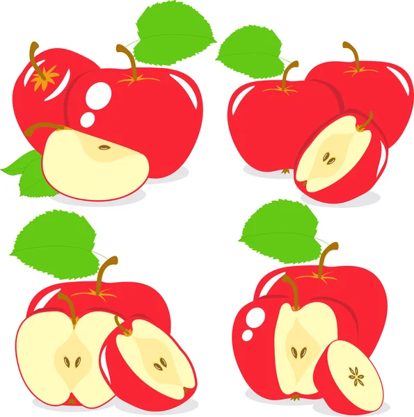 Rodajas de manzana, colección de ilustraciones vectoriales sobre fondo transparente — Vector de stock