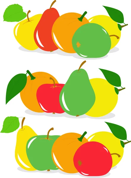 Conjunto de fruta, pera, manzana, limón, naranja, ilustración vectorial sobre un fondo transparente — Vector de stock