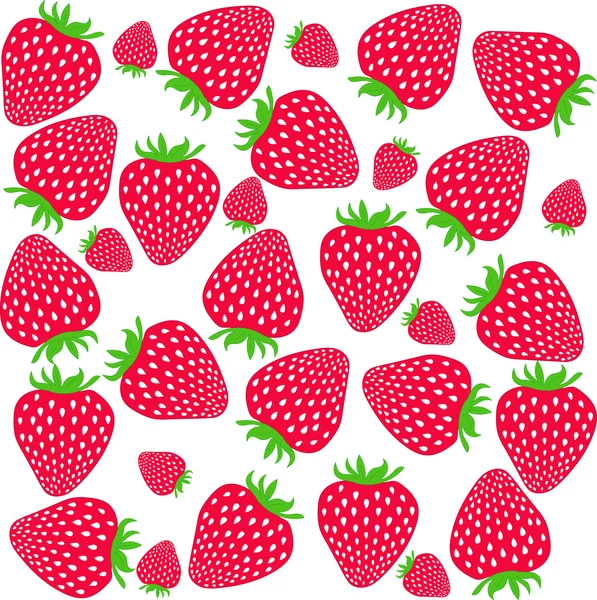 Aardbeien patroon. Zoete aardbeien op witte achtergrond. Vectorillustratie — Stockvector