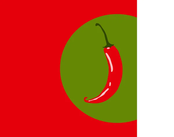 Red chili pepper on green and red background — Stock Vector