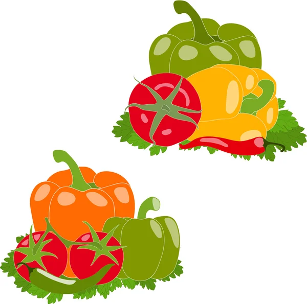 Conjunto de verduras, ilustración vectorial, aislado, sobre fondo blanco — Vector de stock