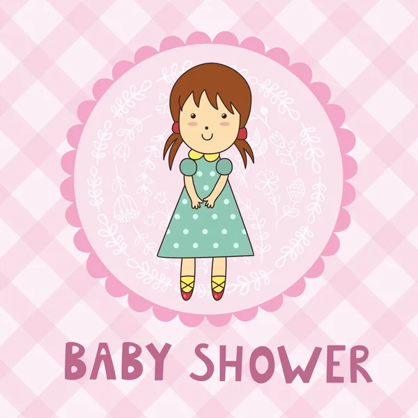 Baby prysznic karty z cute girl — Wektor stockowy