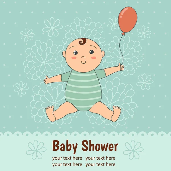 Baby prysznic karty z cute baby boy — Wektor stockowy
