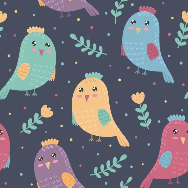 Seamless pattern with cute birds