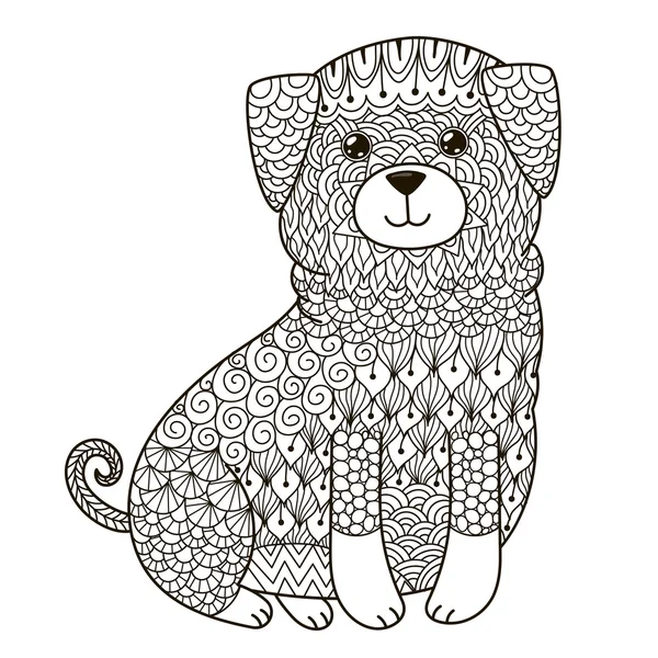 Zentangle köpek boyama sayfası, gömlek tasarım, logo, dövme ve dekorasyon için