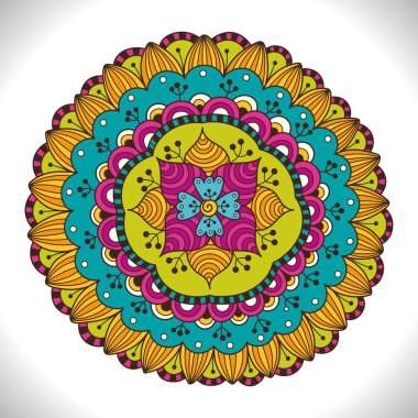 Çok renkli çiçek Mandala. Renkli Dekoratif süsleme