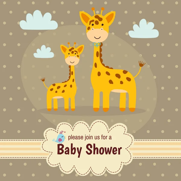 Baby shower meghívó aranyos zsiráf — Stock Vector