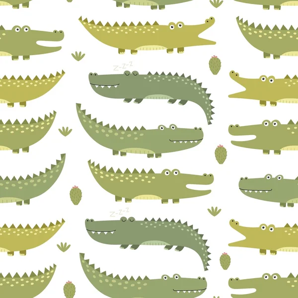 Schattig krokodillen naadloze patroon — Stockvector