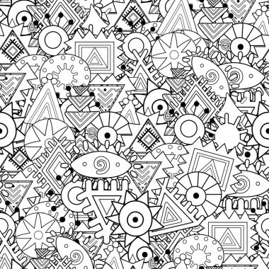 Siyah ve beyaz soyut süslemeler kusursuz desenler. Renk sayfası