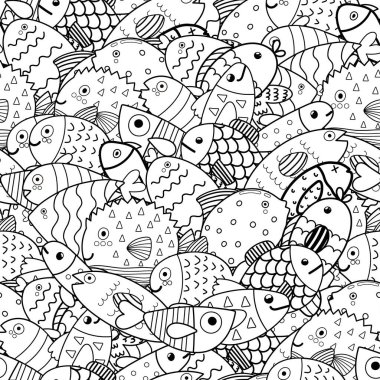 Karabatak balığı siyah beyaz desenli. Deniz yaşamı renklendirme sayfası