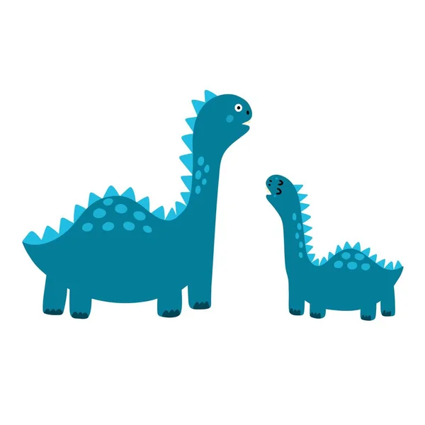 Söt mor och baby dinosaurier tryck. Rolig tyrannosaurus rex dino familj clipart — Stock vektor