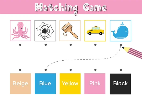 Correspondre les éléments par couleur. Jeu éducatif pour l'école et la maternelle — Image vectorielle