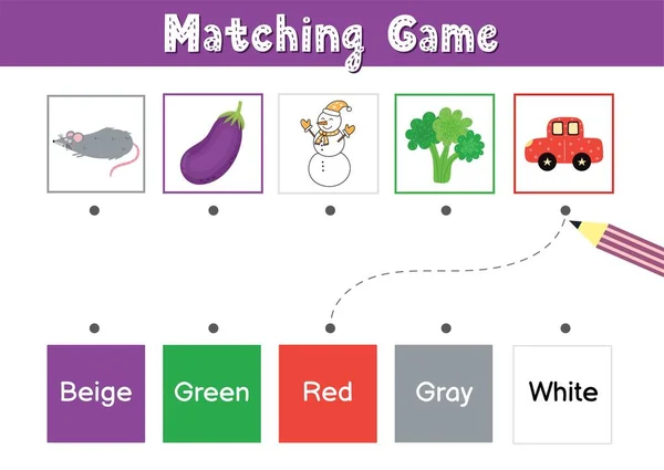 Ordne Elemente nach Farben zu. Lernspiel für Schule und Vorschule. Puzzle zur Sortierung von Aktivitäten — Stockvektor