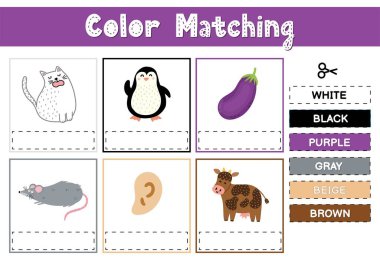 Kes ve renkleri eşleştir. Çocuklar için eğitici bir oyun. Etkinlik bulmacası sınıflandırılıyor