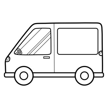 Siyah-beyaz nakliye aracı. Teslimat arabası izole edildi. Vektör illüstrasyonu