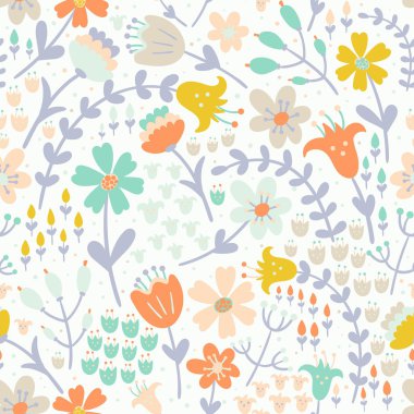 Zarif çiçek seamless modeli. Vektör doku yumuşak pastel renklerde