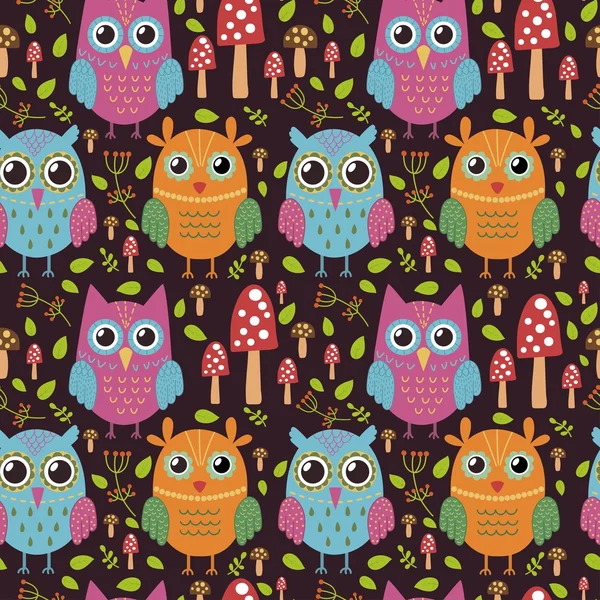 Childish seamless pattern with cute owls