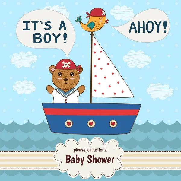 Cute baby prysznic zaproszenia karty jej chłopak — Wektor stockowy