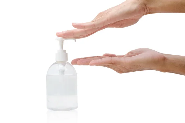 Bouteille Gel Pour Lavage Des Mains Sur Fond Blanc Chemins — Photo