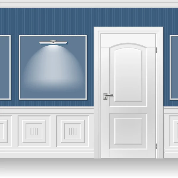 Двері в синій стіні — стоковий вектор