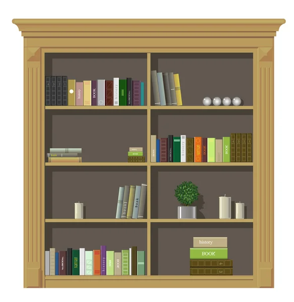 Libro gabinete de madera — Vector de stock