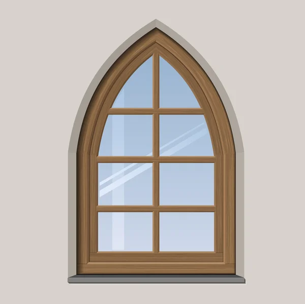 Fenêtre en bois voûtée — Image vectorielle
