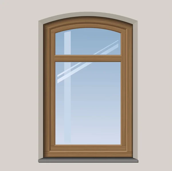 Obloukový dřevěné okno — Stockový vektor