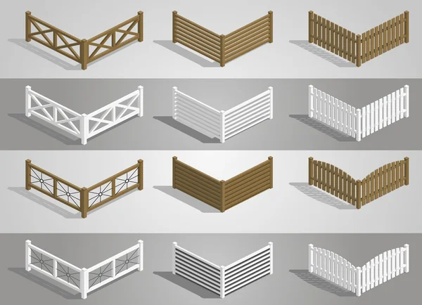 Set fence sections — Stock Vector