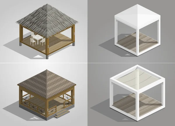 Ensemble de quatre pavillons — Image vectorielle