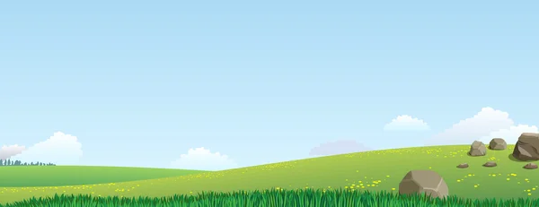 绿色的群山下的风景 — 图库矢量图片