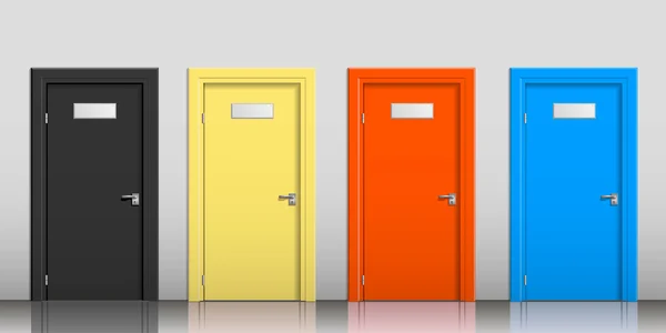 Las puertas de diferentes colores — Vector de stock