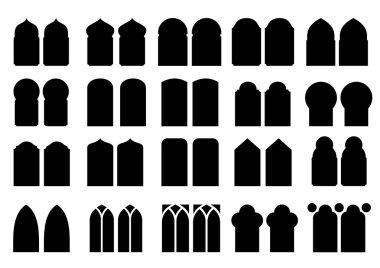 Set of silhouettes windows clipart