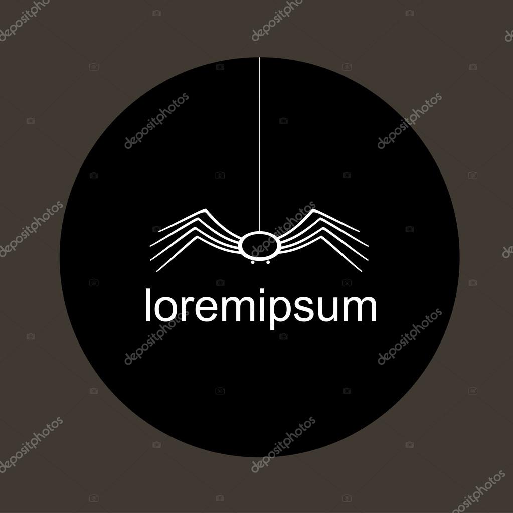 Emblem with a spider on a web on a black circle or a company logo