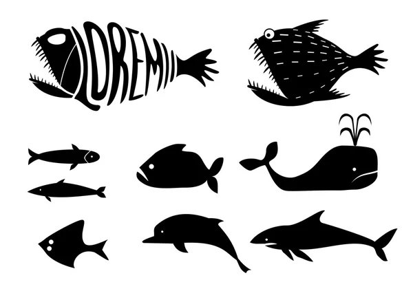 Set silhouettes of fishes — Stock Illustration Set silhouettes of fishes Vector Graphics