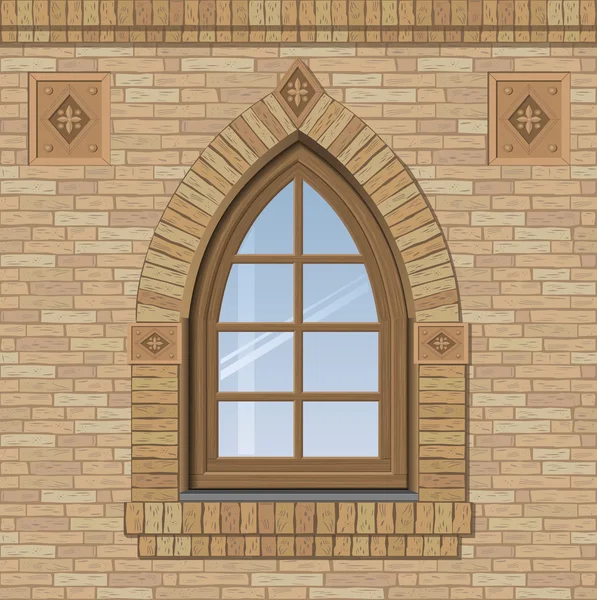 Ventana vieja arqueada — Vector de stock